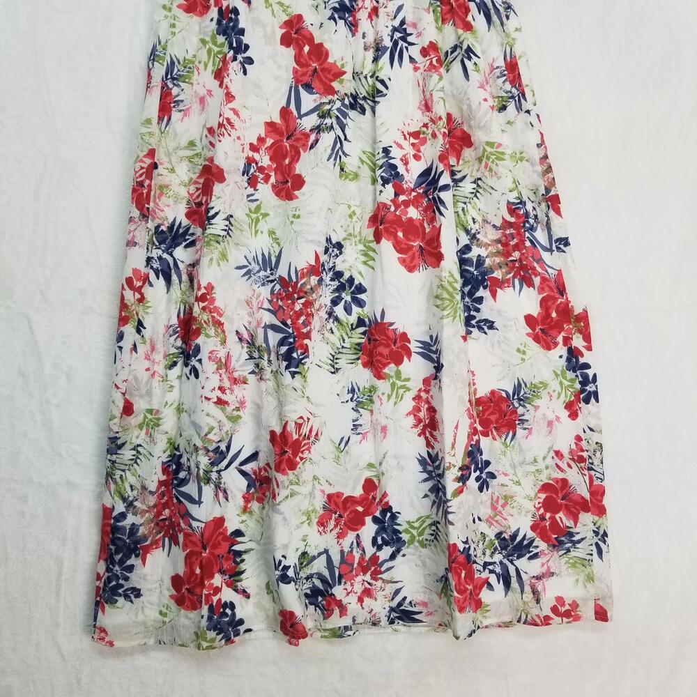 Eddie Bauer Sleeveless Dress Womens 8 White Red Blue Green Floral 100%‎ Cotton - Picture 9 of 13